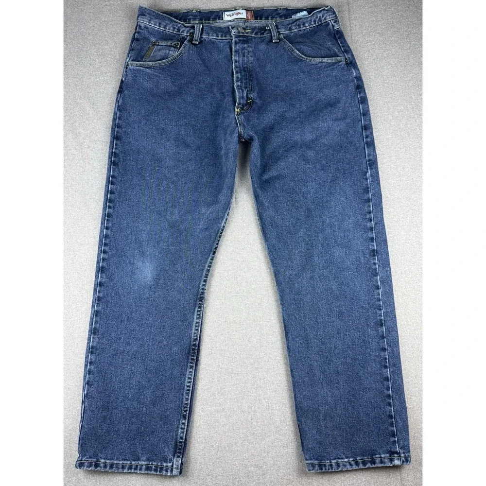 Wrangler Regular Fit Jeans Mens 38x29 Blue Denim 100% Cotton Made In Mexico